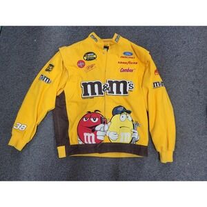 Vintage Y2K M&M's Nascar Jacket Chase Authentics Drivers Line Yellow Large 2005